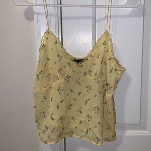 Forever 21 yellow floral lace tank top